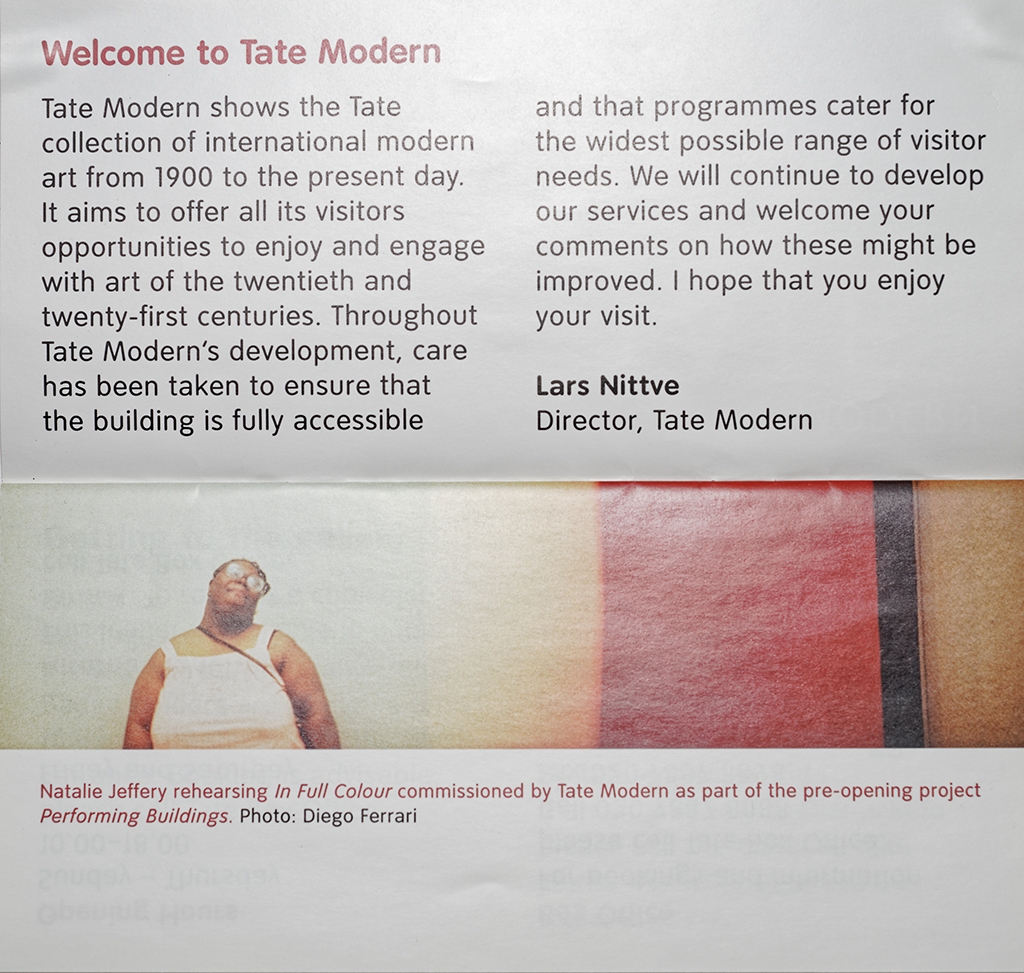 Inside Tate Modern brochure featuring In Full Colour by Corali Dance Company